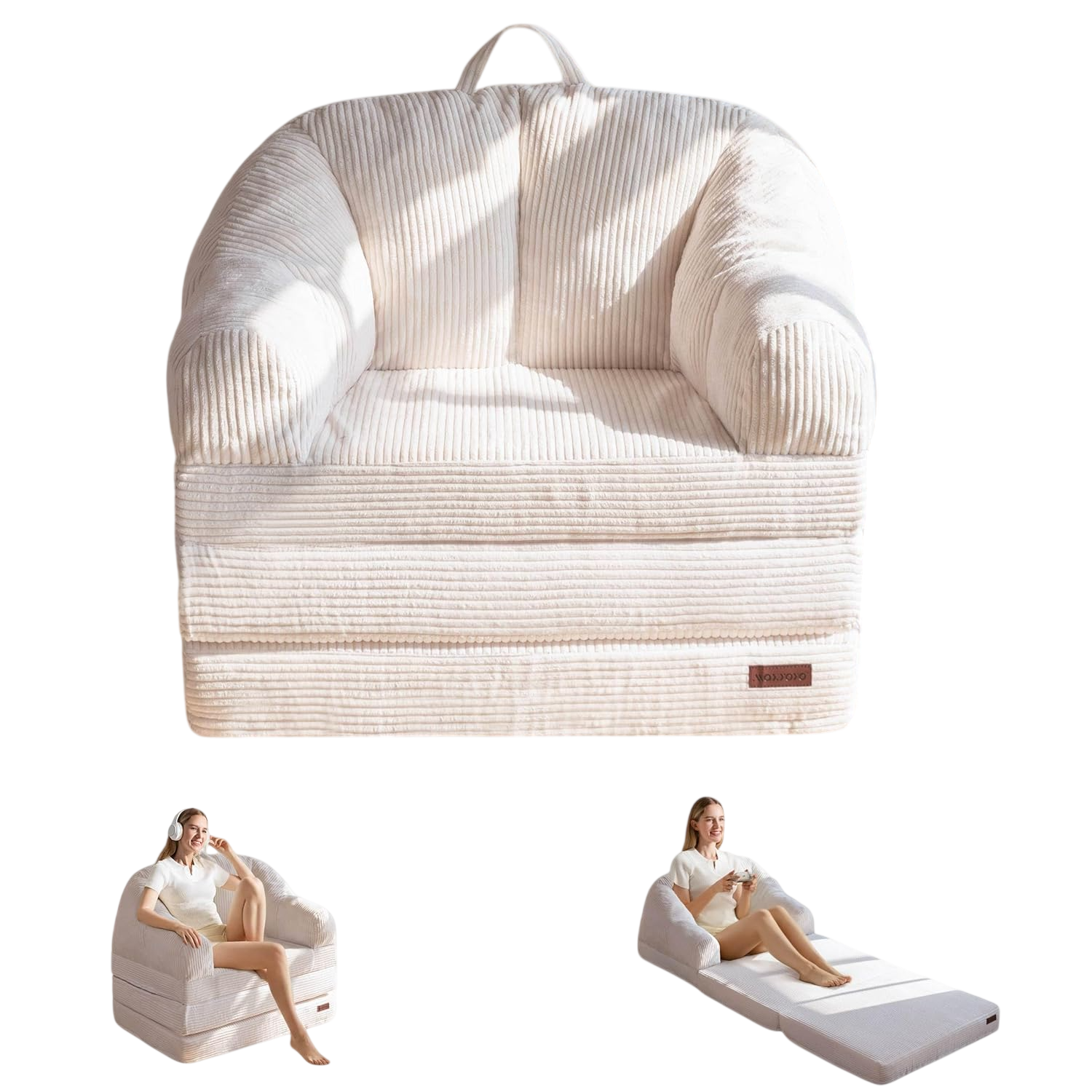 Folding Sofa Bed with Backrest, Beige